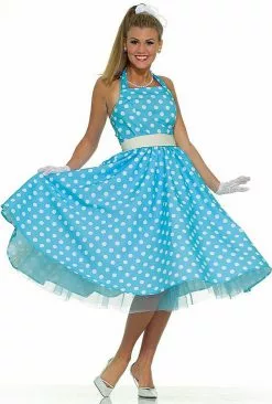 50 Blue Polka Dot Summer Dress