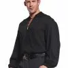 Men Lace Front Black Shirt -Gemmy Sales UD29299Z 64905 97082.1592486704