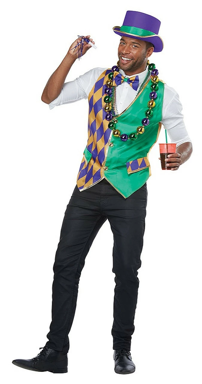 Mardi Gras Vest Kit Adult Man 3 Mardi Gras Vest Kit Adult Man