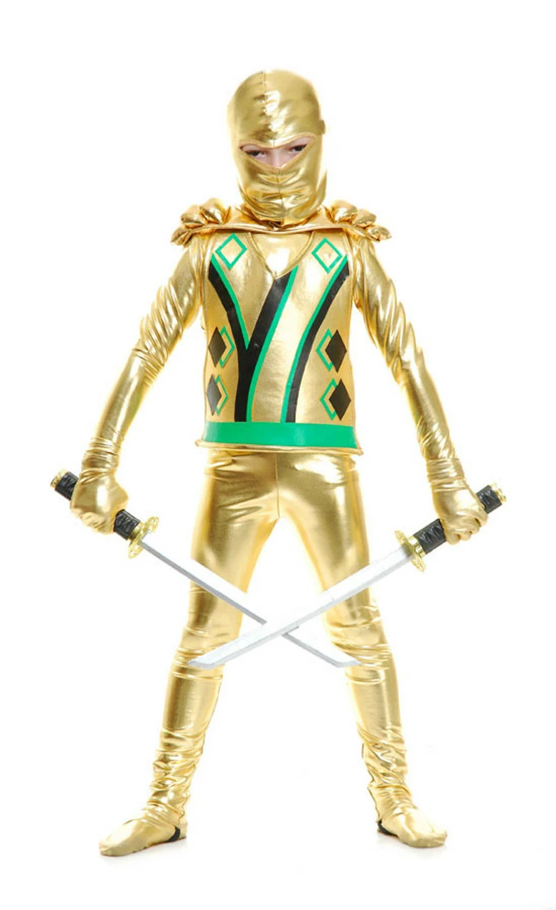Gold Ninja Avenger Kids Costume 3 Gold Ninja Avenger Kids Costume