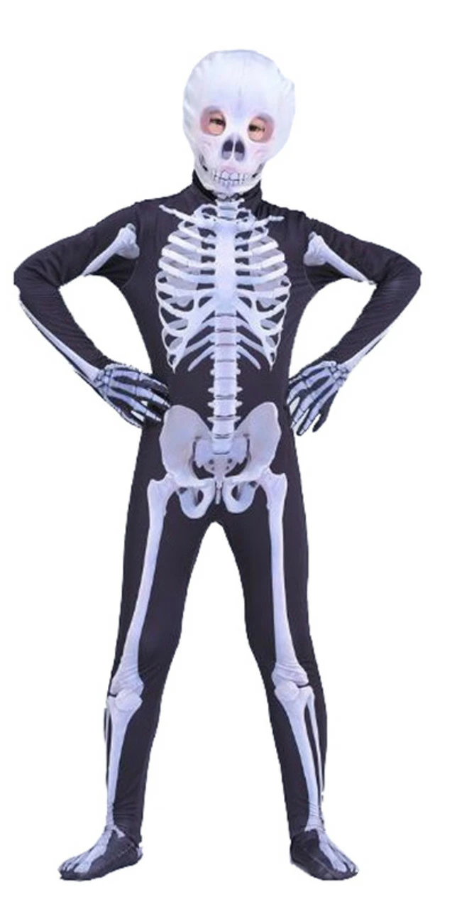 Skeleton Skinsuit With Hooded Mask Adults 3 Skeleton Skinsuit With Hooded Mask Adults