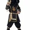Ninja Black And Gold Kids Deluxe Costume -Gemmy Sales media 29206.1653602145