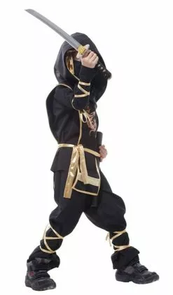 Ninja Black And Gold Kids Deluxe Costume -Gemmy Sales media 33254.1653418416