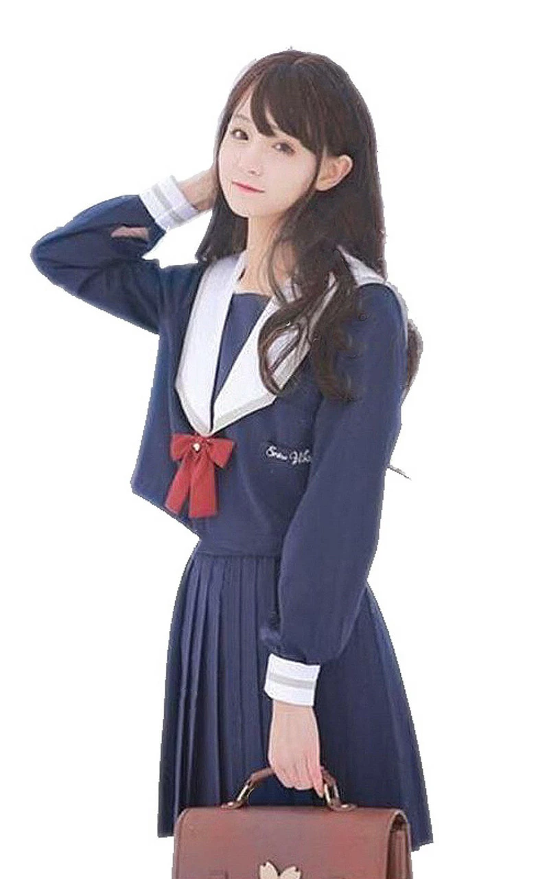 Anime School Girls Navy Blue Sailor Costume 2 Anime School Girls Navy Blue Sailor Costume