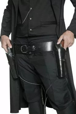 Western Belt And 2 Holsters Black With Leg Ties