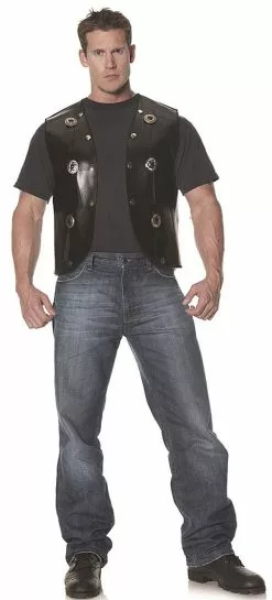 Men's Black Biker Vest