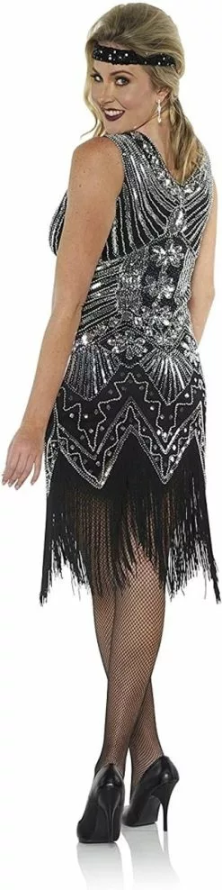Platinum Beaded Dress Costume -Gemmy Sales ud29945 back min 47147.1661962420